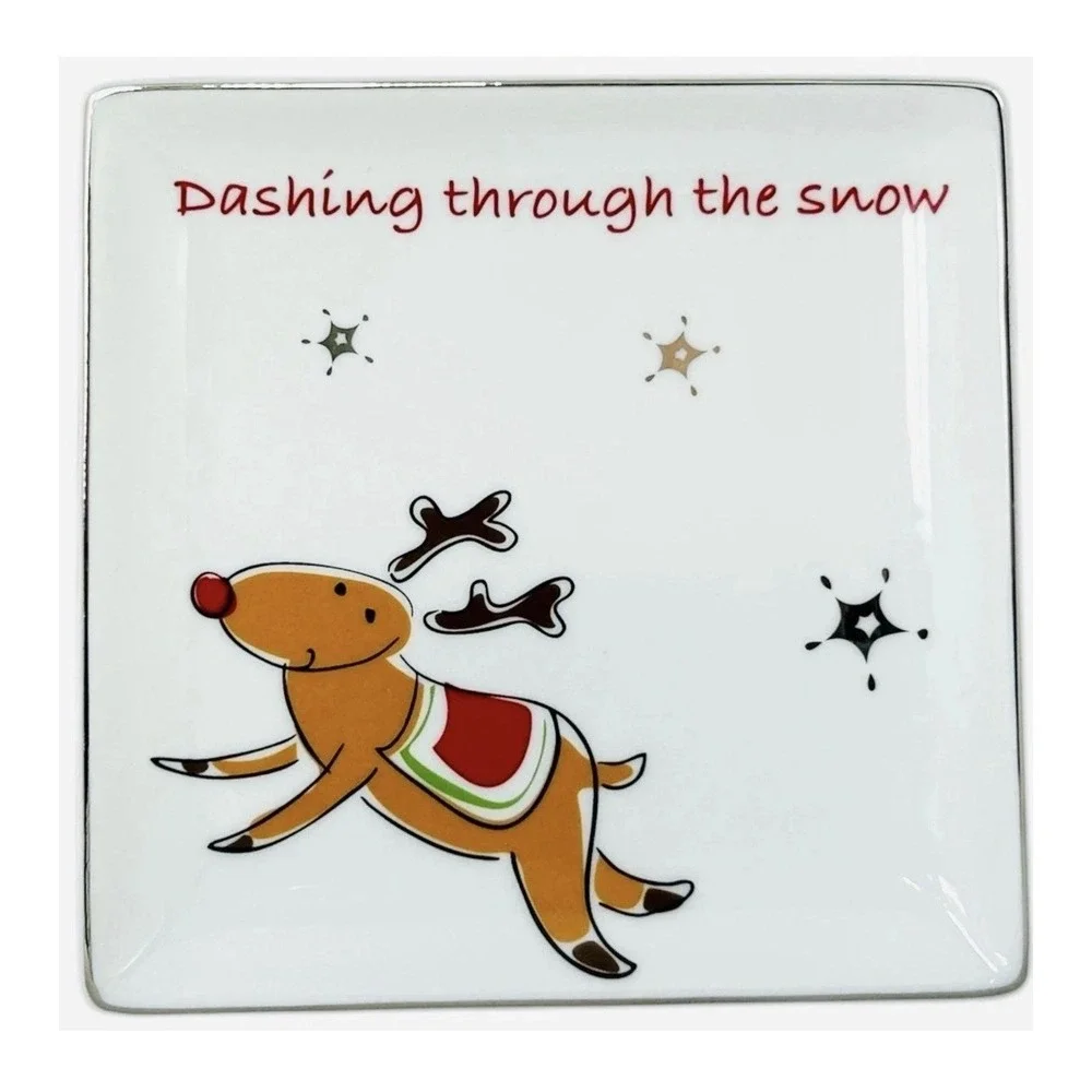 North Pole Trading Co Set of 4 Modern Jingle Salad Plates Christmas 8